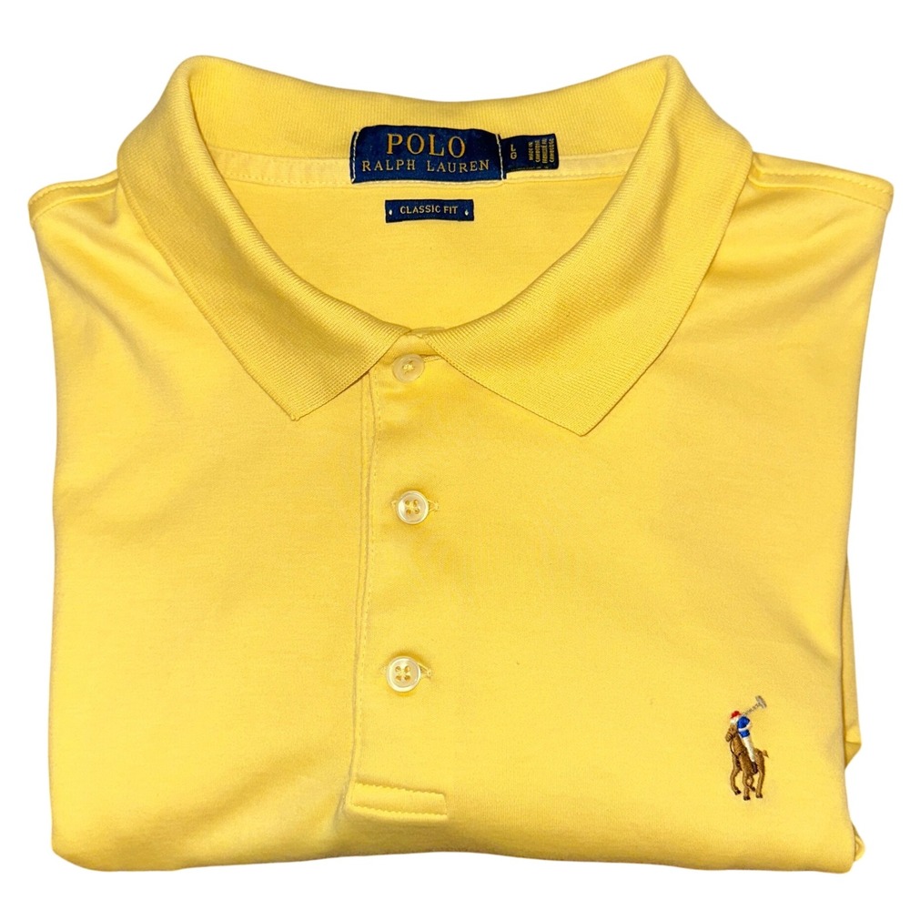 Polo Ralph Lauren Yellow Classic Fit Short Sleeve Polo Shirt Large L